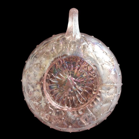 Vintage Imperial Carnival Glass Pansy Pink Iridescent Nappy Bowl Dish Like New - Picture 5 of 9